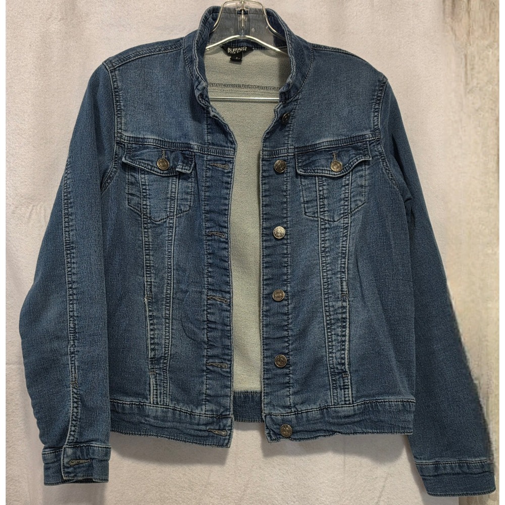 Buffalo David Bitton Womens Medium Wash Stretch Denim Jacket Size S Mock Neck